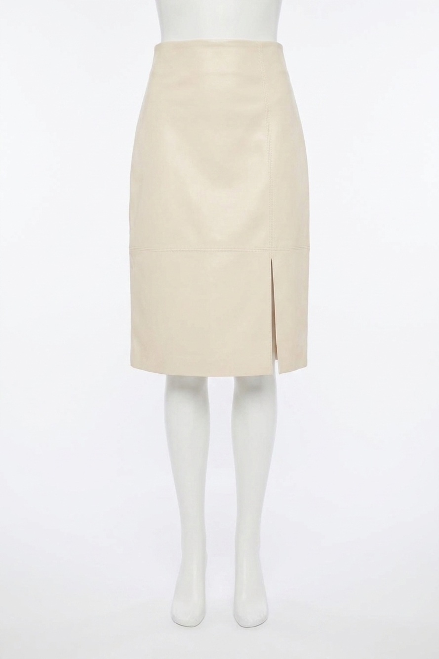 NEW FRANK LYMAN fianna faux leather pencil midi skirt in bone